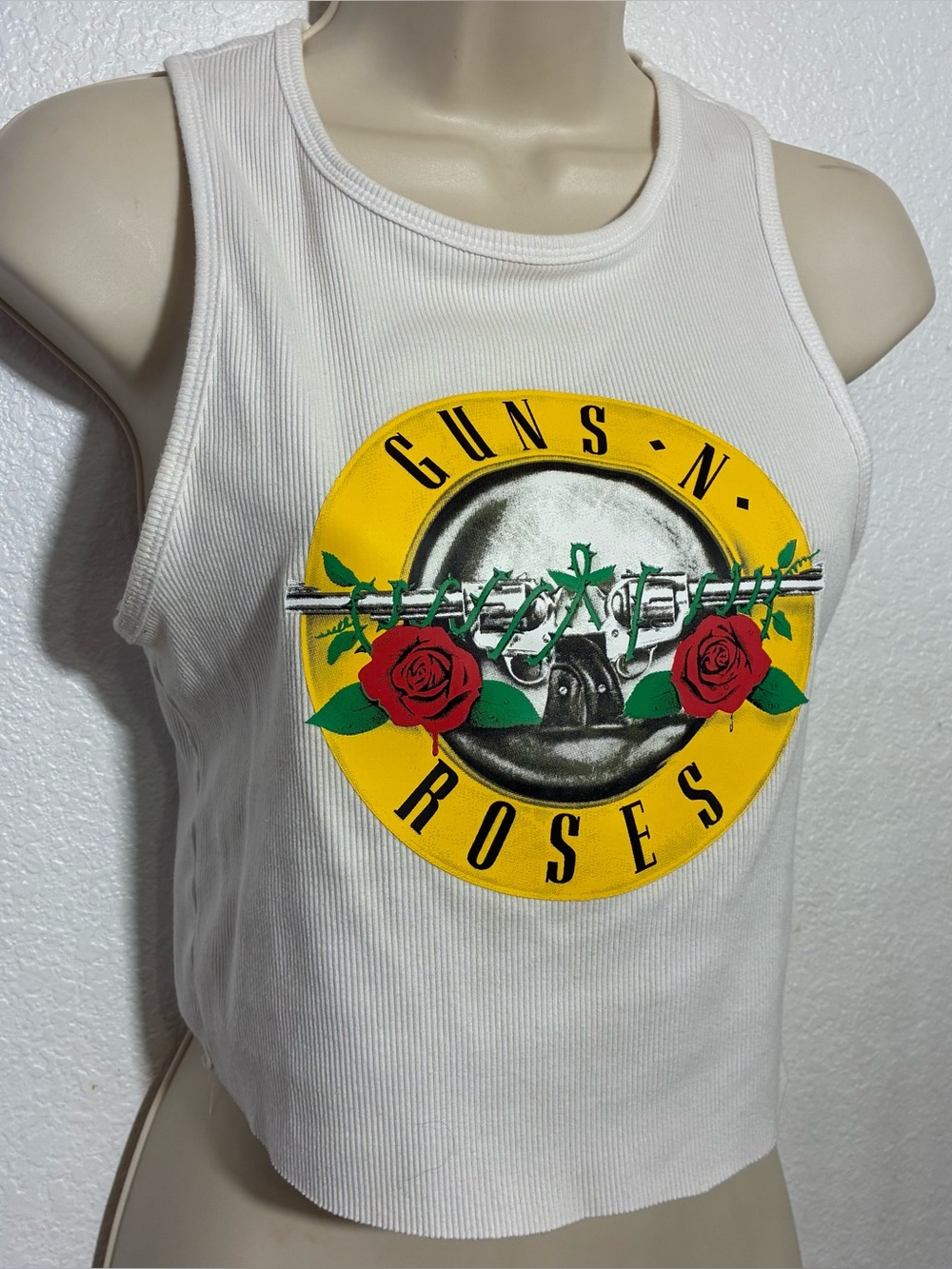 White Guns N’ Roses Graphic Ribbed Tank Top Size Large